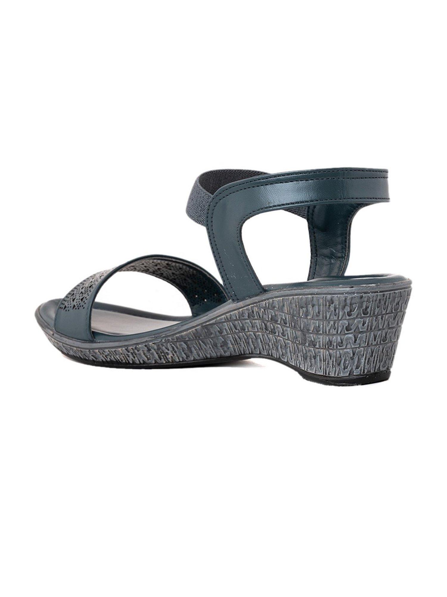 Khadim Women's Blue Ankle Strap Wedges