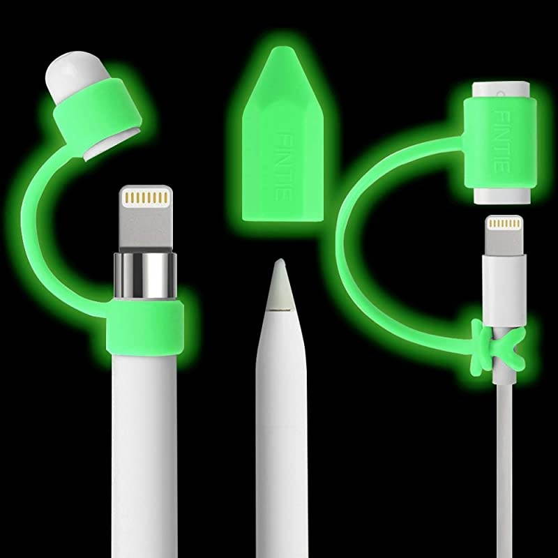 3 Pieces Bundle for Apple Pencil Cap Holder Nib Cover Adapter Tether for Apple Pencil 1st Generation iPad 102 iPad 97 iPad Air 3rd GeniPad Pro 105 iPad Mini 5 Green Glow in The Dark