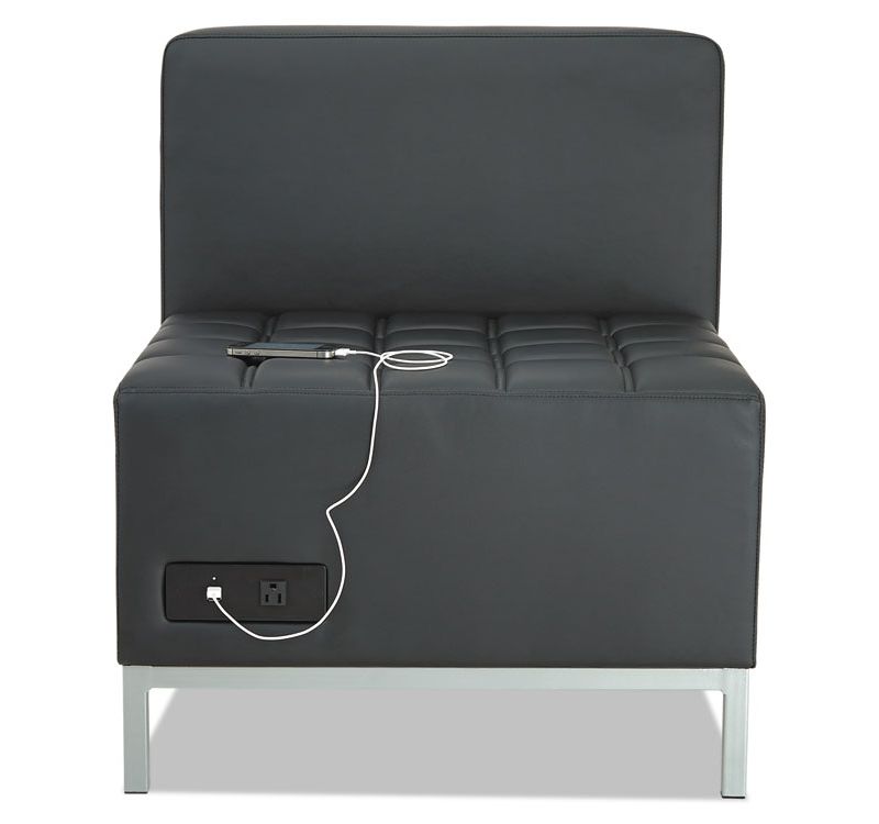 Alera QUB Series Powered Armless L Sectional, 26 3/8 x 26 3/8 x 30 1/2, Black QB8116P