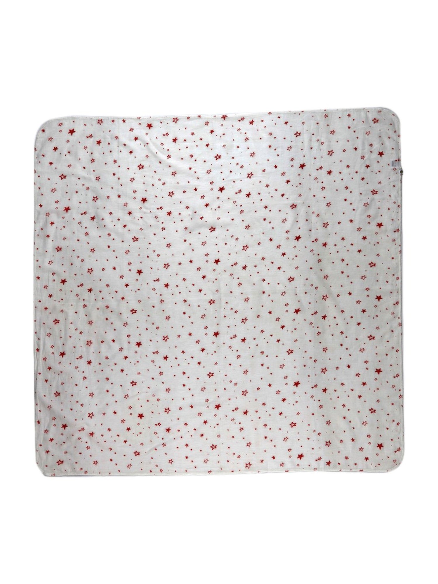 Pranava Kids White & Red Cotton Printed Bath Towel