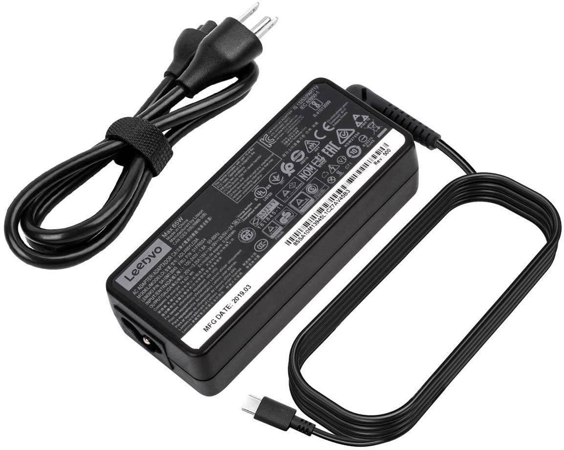 New 65W AC Charger for Lenovo ThinkPad T480 T480s T490 T490s T495 T495s T580 T590 E480 E490 E490s E495 E580 E590 E595 X1 ADLX65YLC3A ADLX65YAC2A USB Type C Laptop Power Supply Adapter Cord