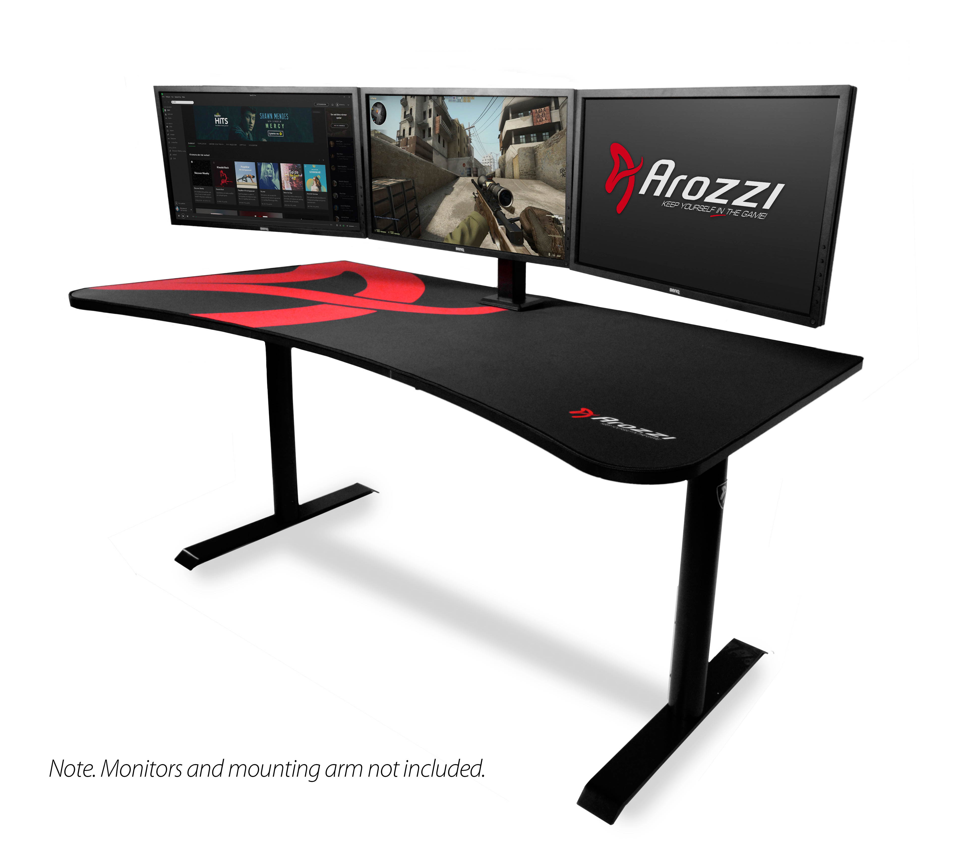 Arozzi Arena Heavy Duty Rectangle 63" Table Top Full Mousepad Gaming Desk