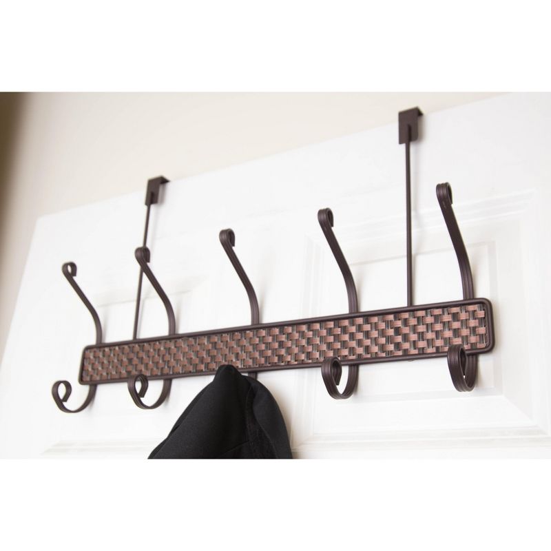 Home Basics Bronze Over the Door 5 Hook Hanging Rack, Bronze