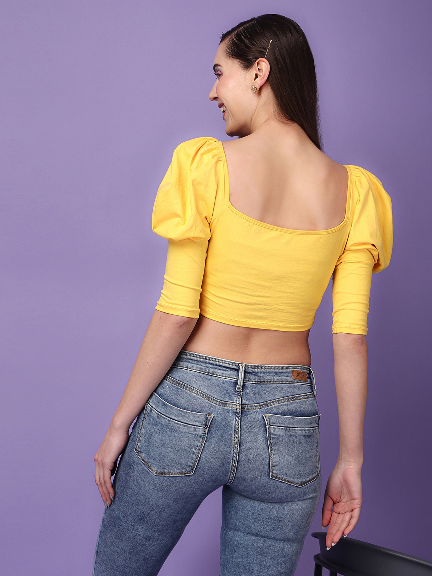 Scorpius Yellow Slim Fit Crop Top