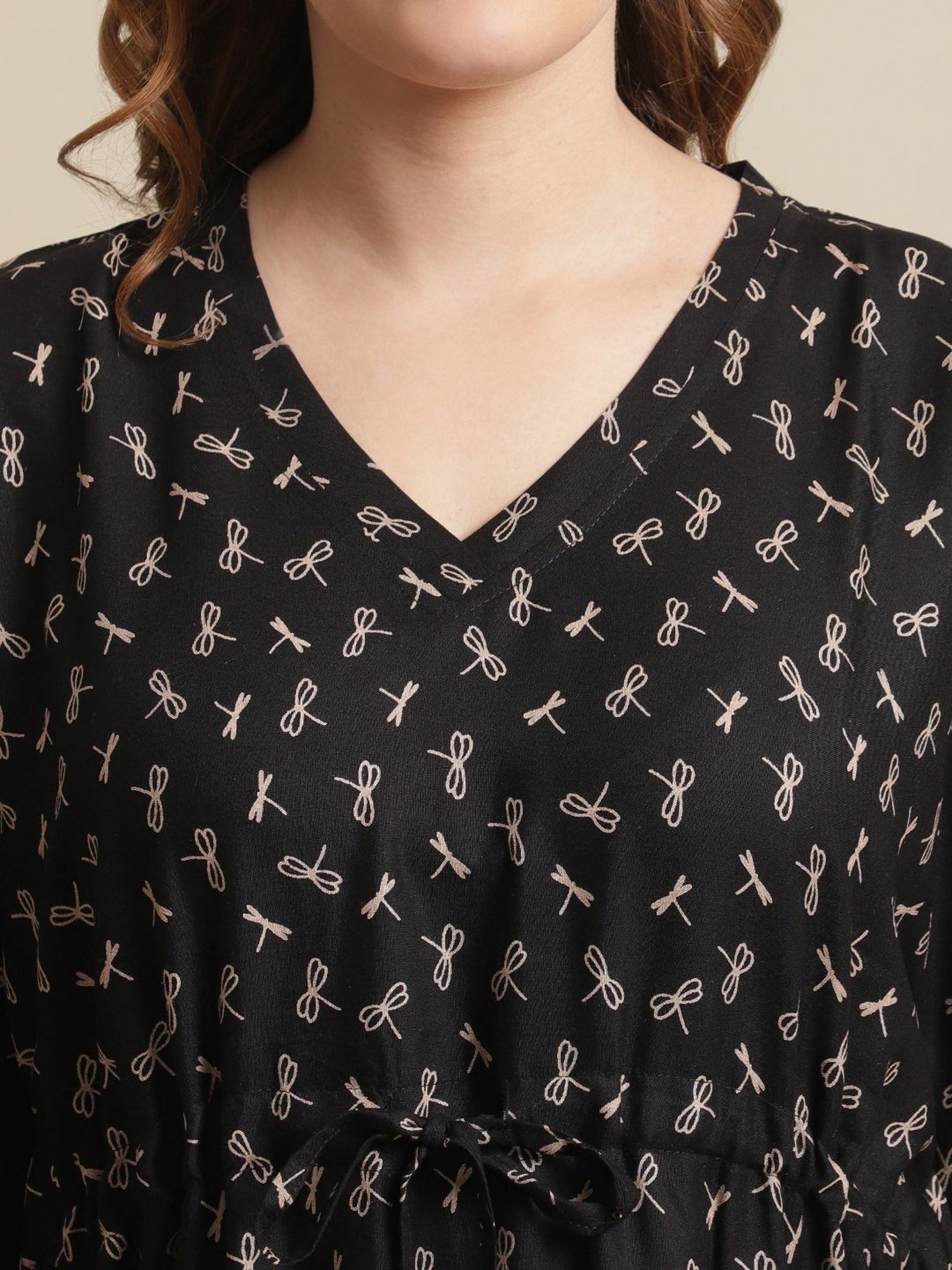 Boston Club Black Printed Kaftan