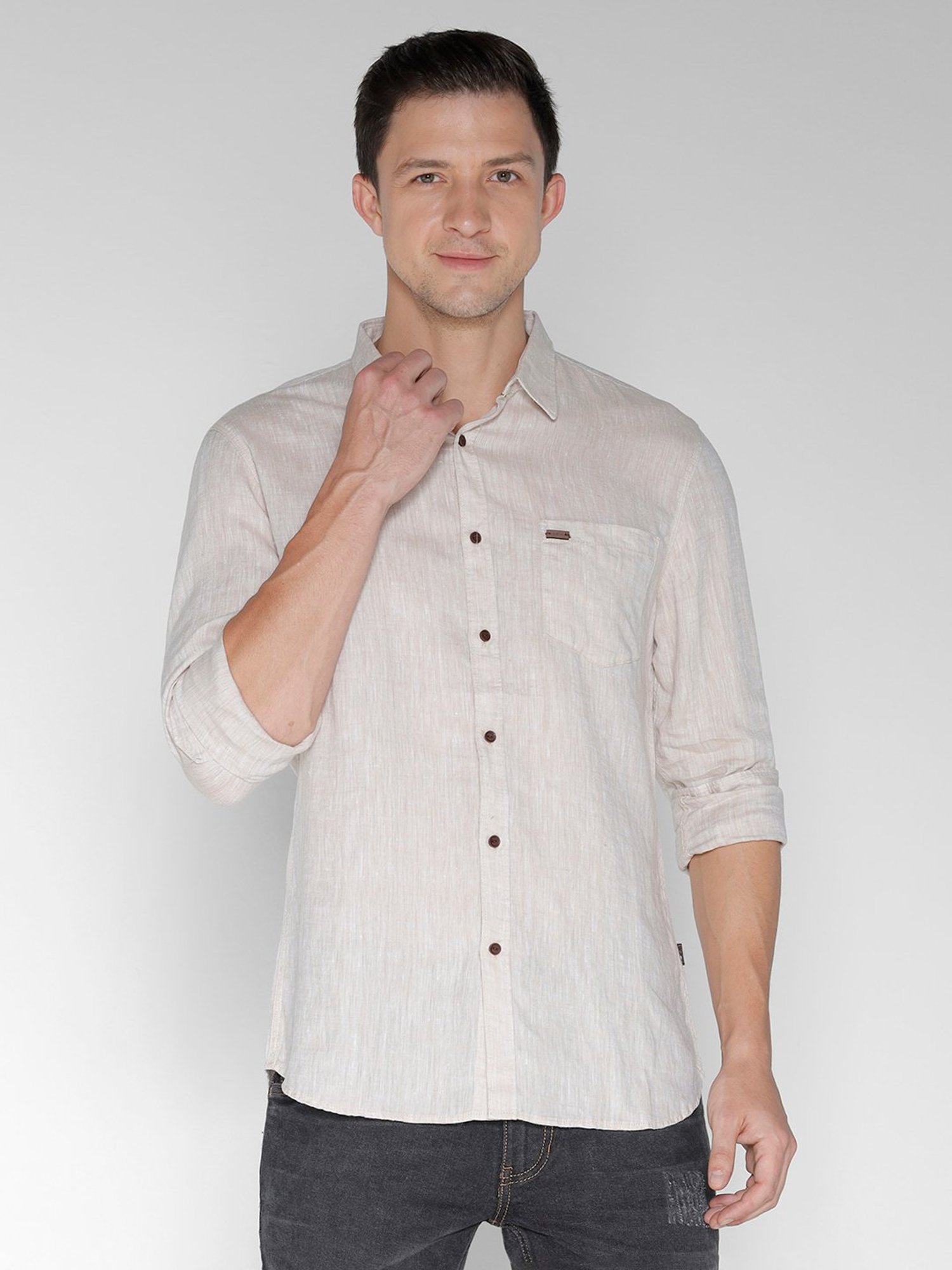 Identiti Beige Slim Fit Shirt