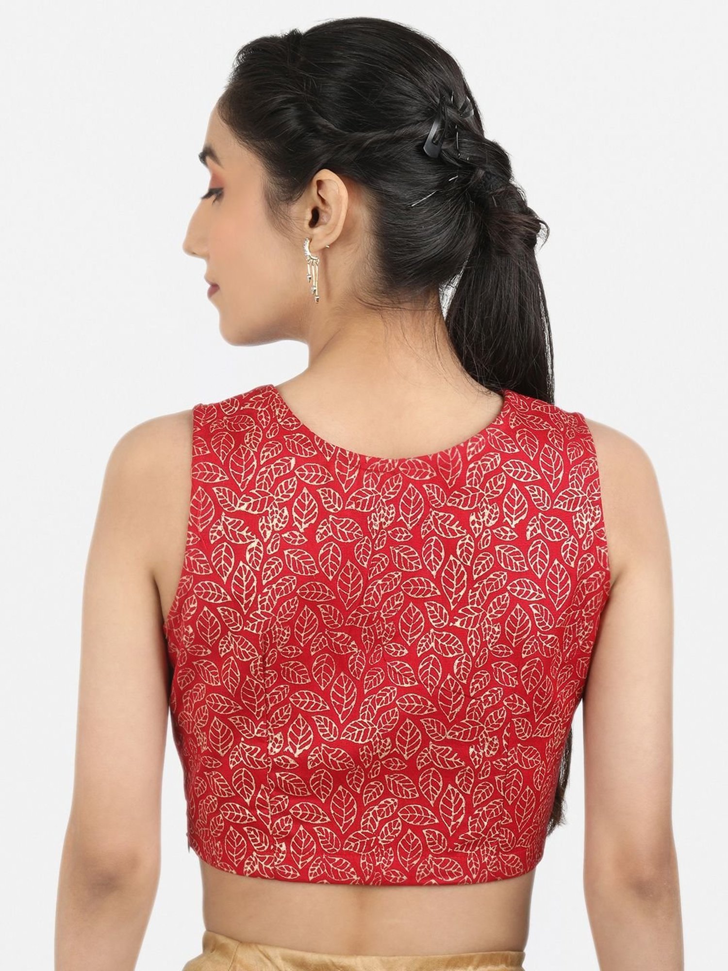 Llajja Red Cotton Printed Readymade Blouse