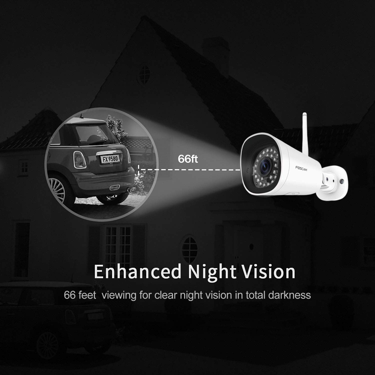 Foscam G4 Full HD 4MP(2K) WiFi Security Camera with Motion Detection, Free Cloud Service Included, 65ft Night Vision with IR Lights, IP66 Weatherproof for Indoor or Outdoor