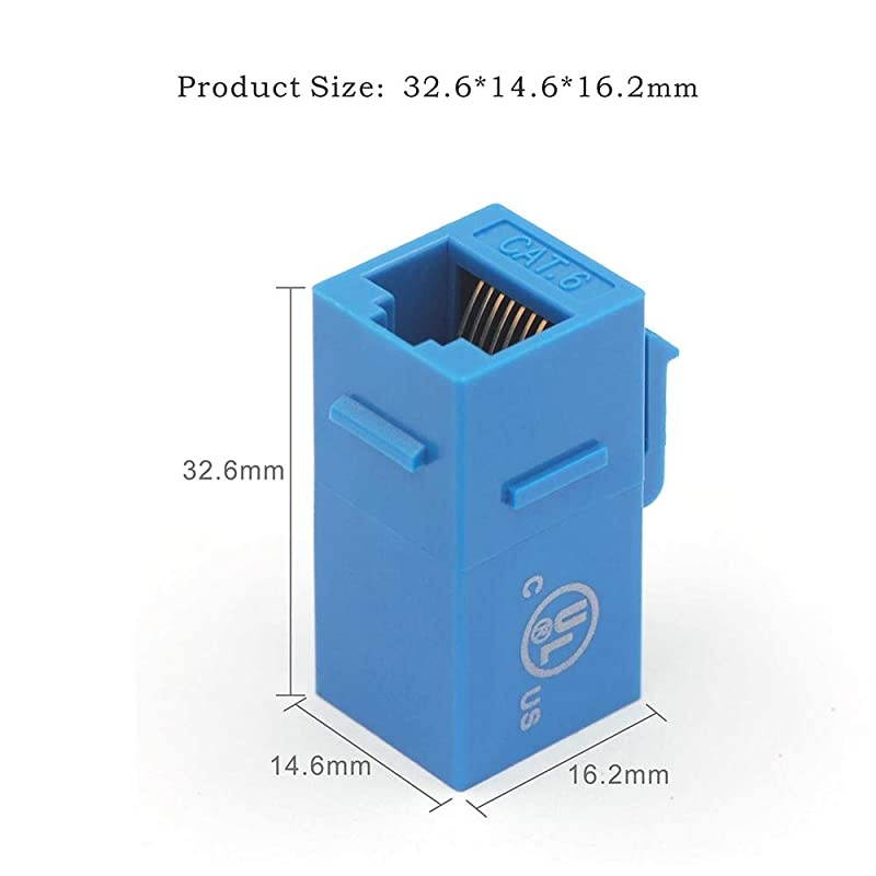 UL Listed 25-Pack RJ45 CAT6 Keystone Coupler Female to Female Insert Coupler, UTP Keystone Inline Coupler-Blue