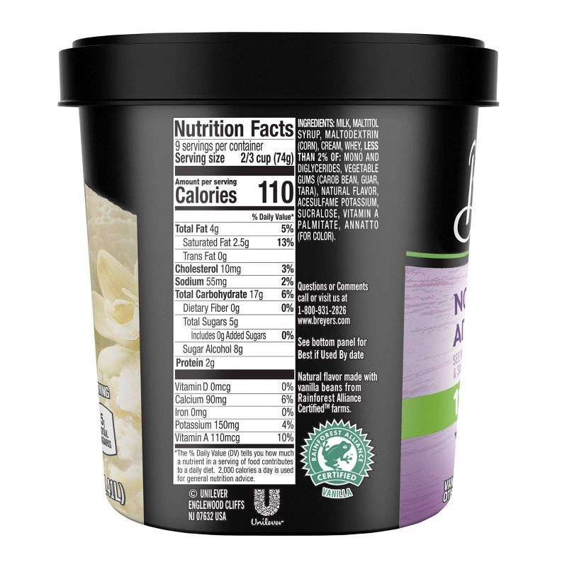 Breyers No Sugar Added Vanilla Frozen Dairy Dessert - 48oz