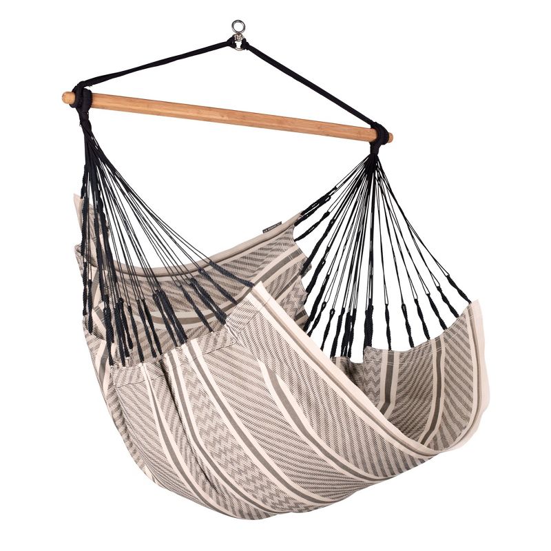La Siesta HAL18-19 Habana Organic Cotton Indoor or Outdoor Hanging Ceiling Bamboo Lounger Hammock Chair Swing with Suspension Set, Zebra