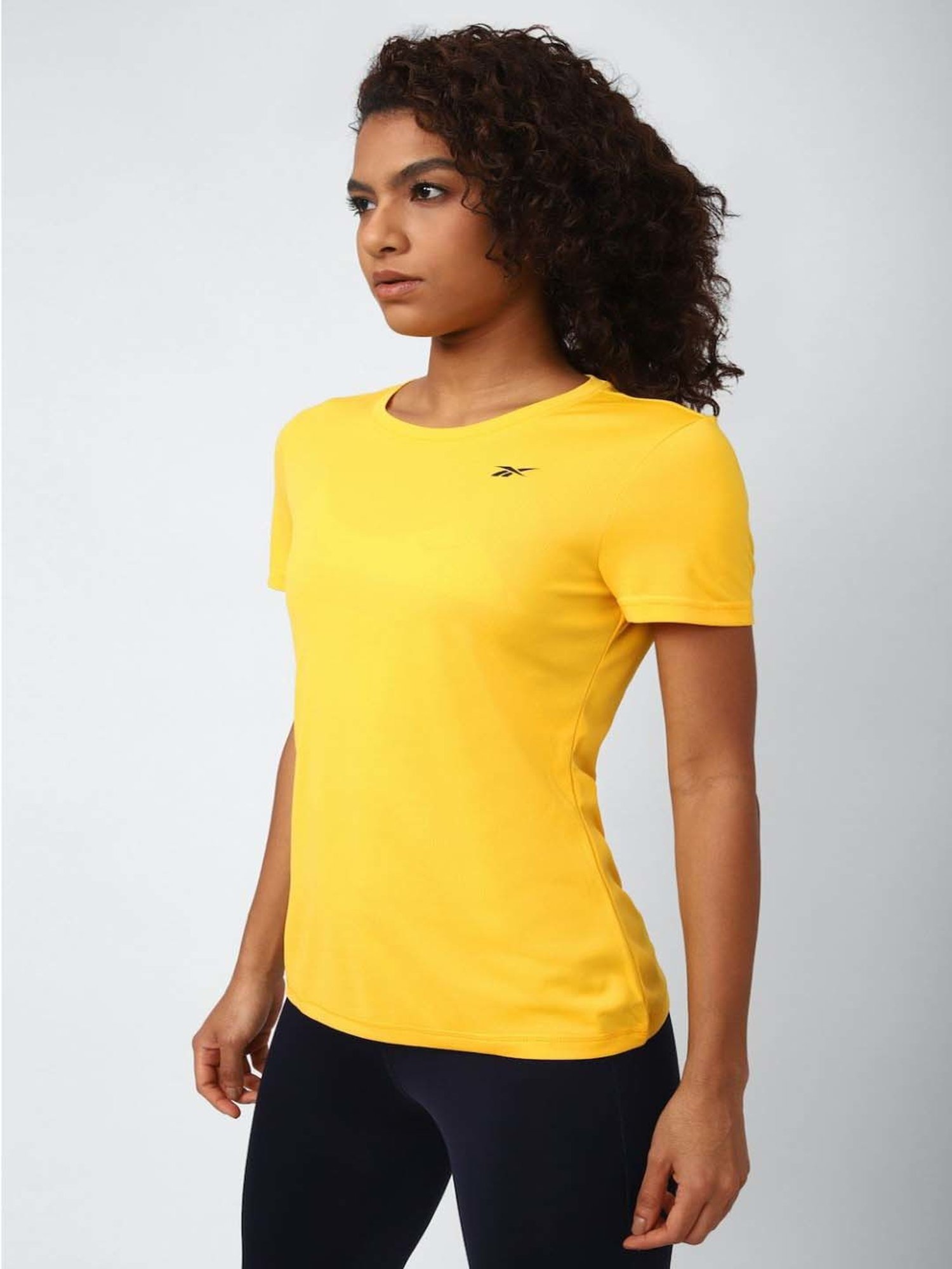 Reebok Yellow Cotton Sports T-Shirt