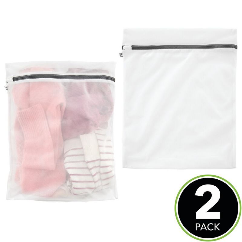 mDesign Laundry Mesh Fabric Wash Bag for Delicates - 16" x 20" - 2 Pack -White