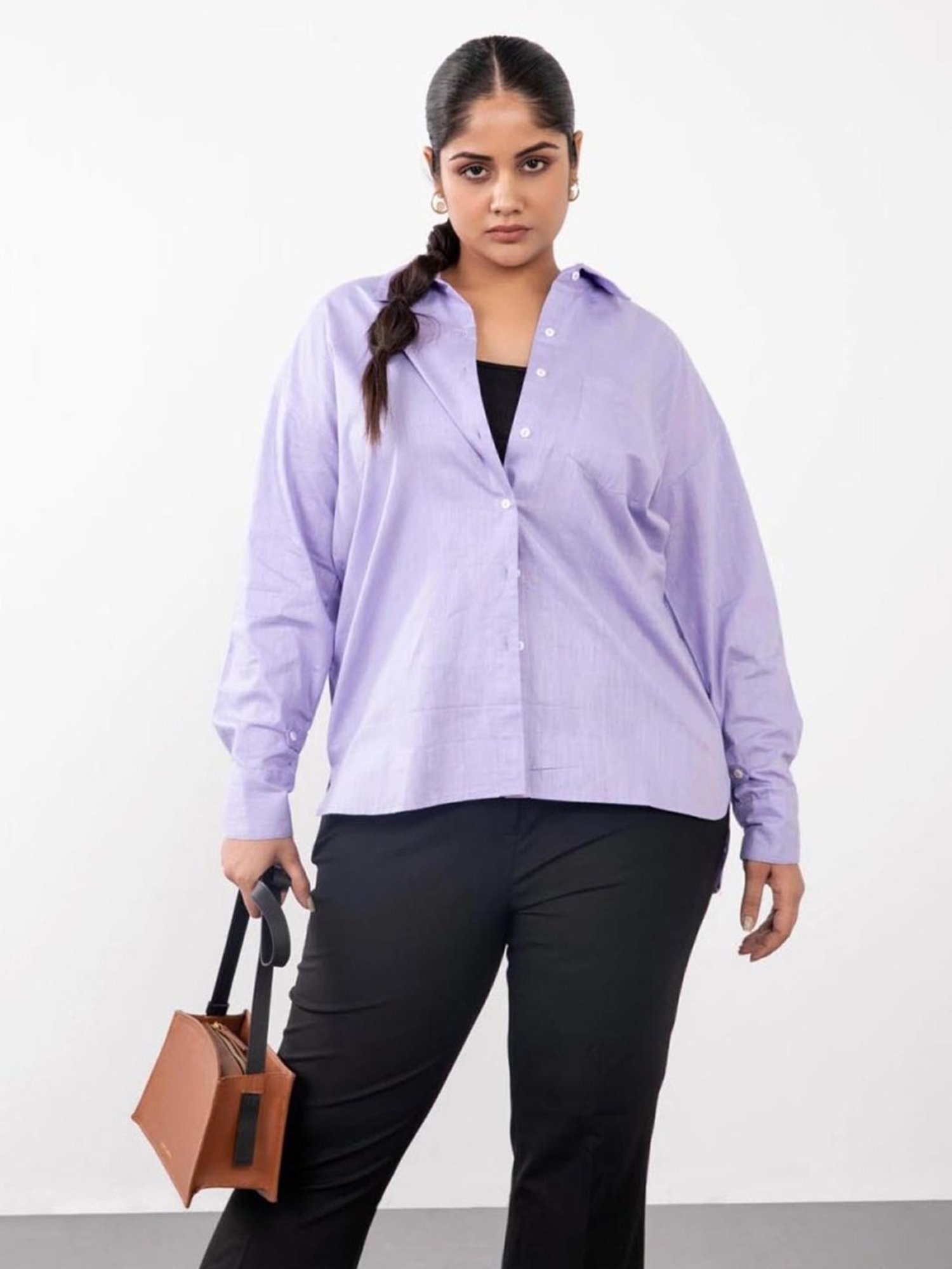 Qua Very Peri Oversized Cotton Shirt