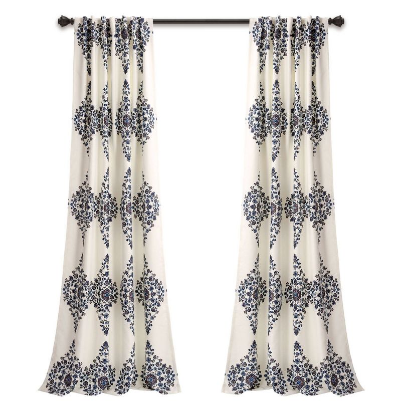 Set of 2 84"x52" Keya Medallion Room Darkening Window Curtain Cream - Lush Décor