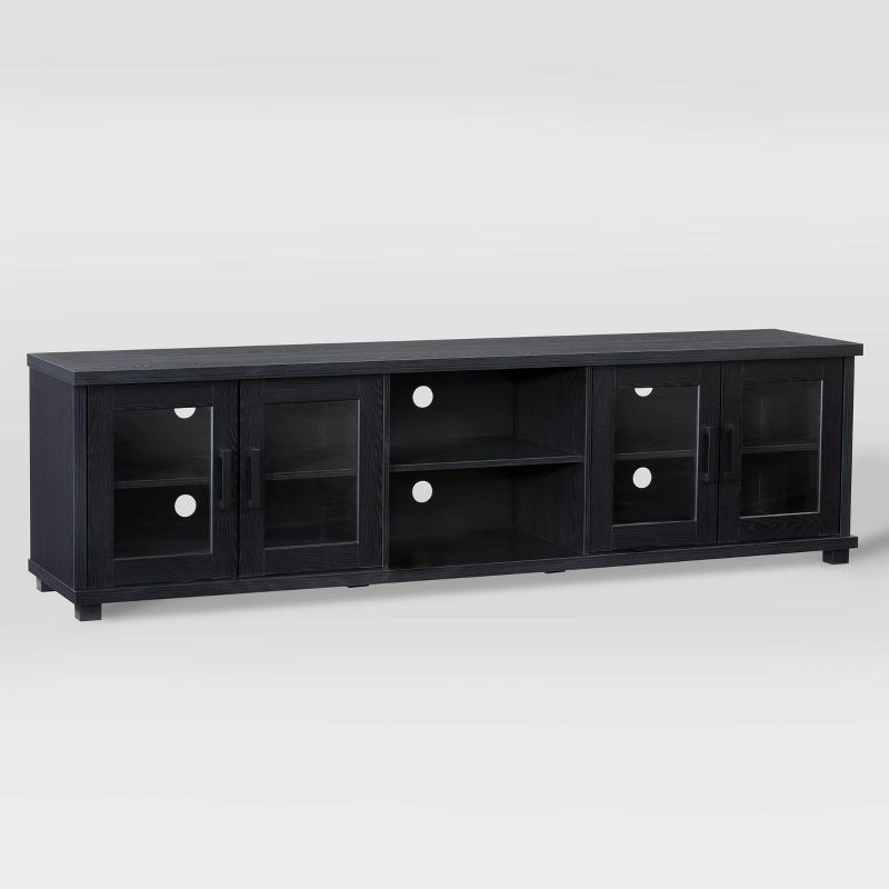 Fremont TV Bench with Glass Cabinets for TVs up to 90" Black - CorLiving