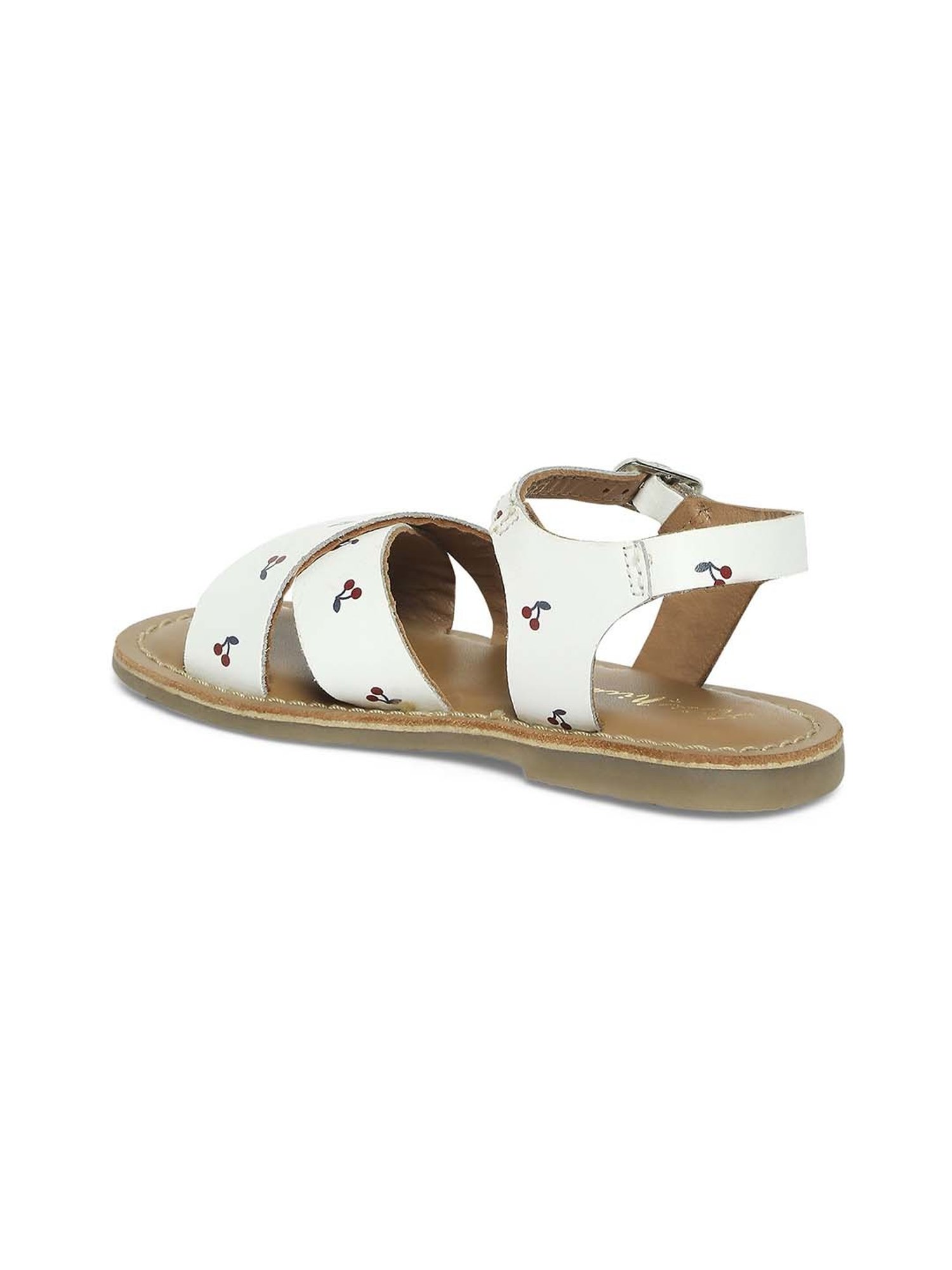 Aria Nica Kids Cherry White & Tan Cross Strap Sandals