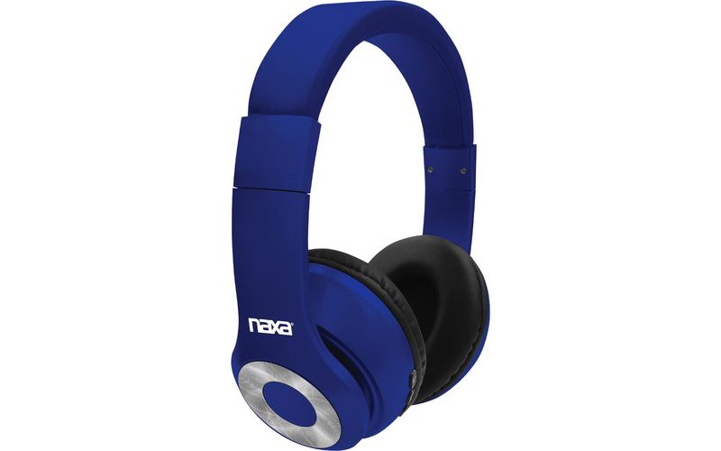Naxa BACKSPIN Bluetooth Wireless Headphones - Stereo - Wireless - Bluetooth - 32 Ohm - 20 Hz - 20 kHz - Over-the-head - Binaural - Circumaural - Blue