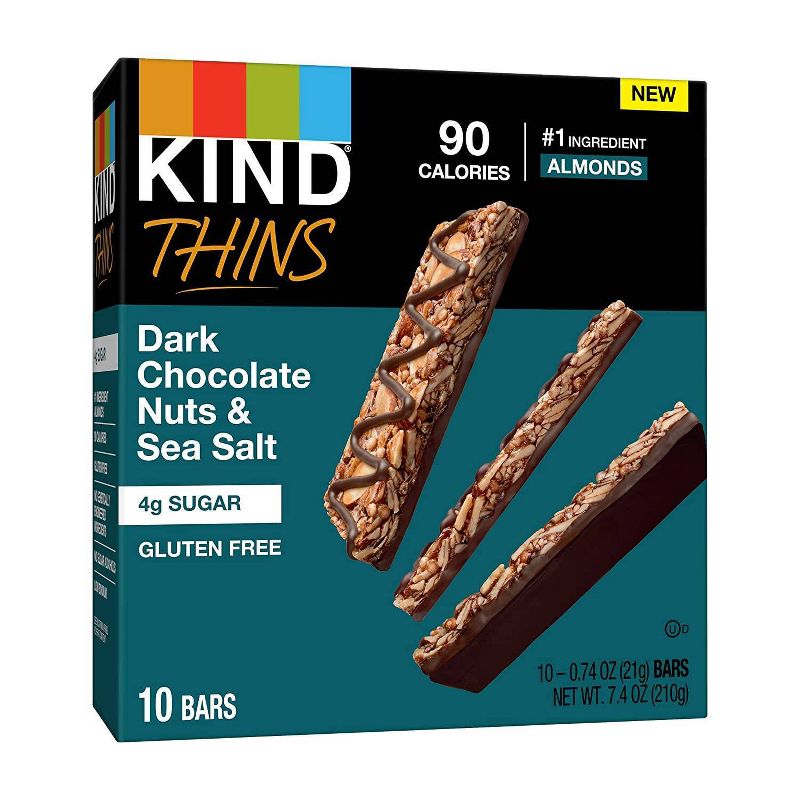 KIND Thins Dark Chocolate Nuts Sea Salt - 7.4oz/10ct