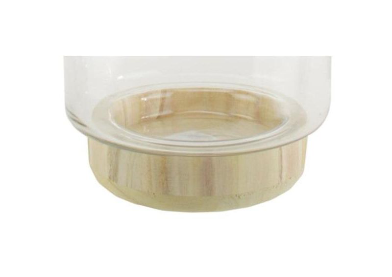 Northlight 13.5" Cylindrical Transparent Glass Container with Wooden Base and Lid - Clear/Brown