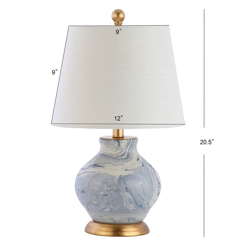 20.5" Ceramic Holly Marbleized Table Lamp (Includes LED Light Bulb) Blue - JONATHAN Y