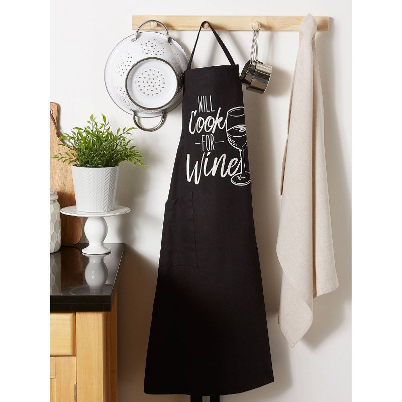 Cotton Cook For Wine Chefs Apron Black/White - Design Imports