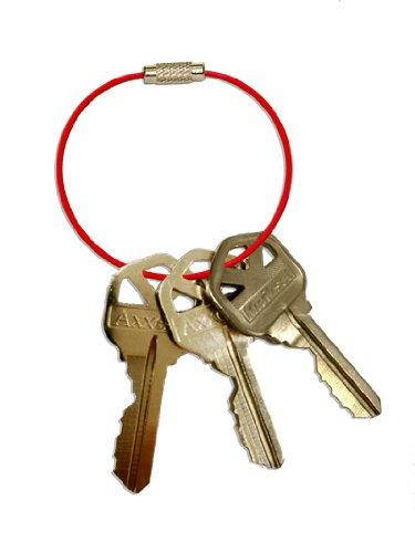 MantaRing - Cable Key Ring with Screw Lock - Strong, Flexible, Waterproof. One Ring for Keys and So Much More (5 Pack) (Red)