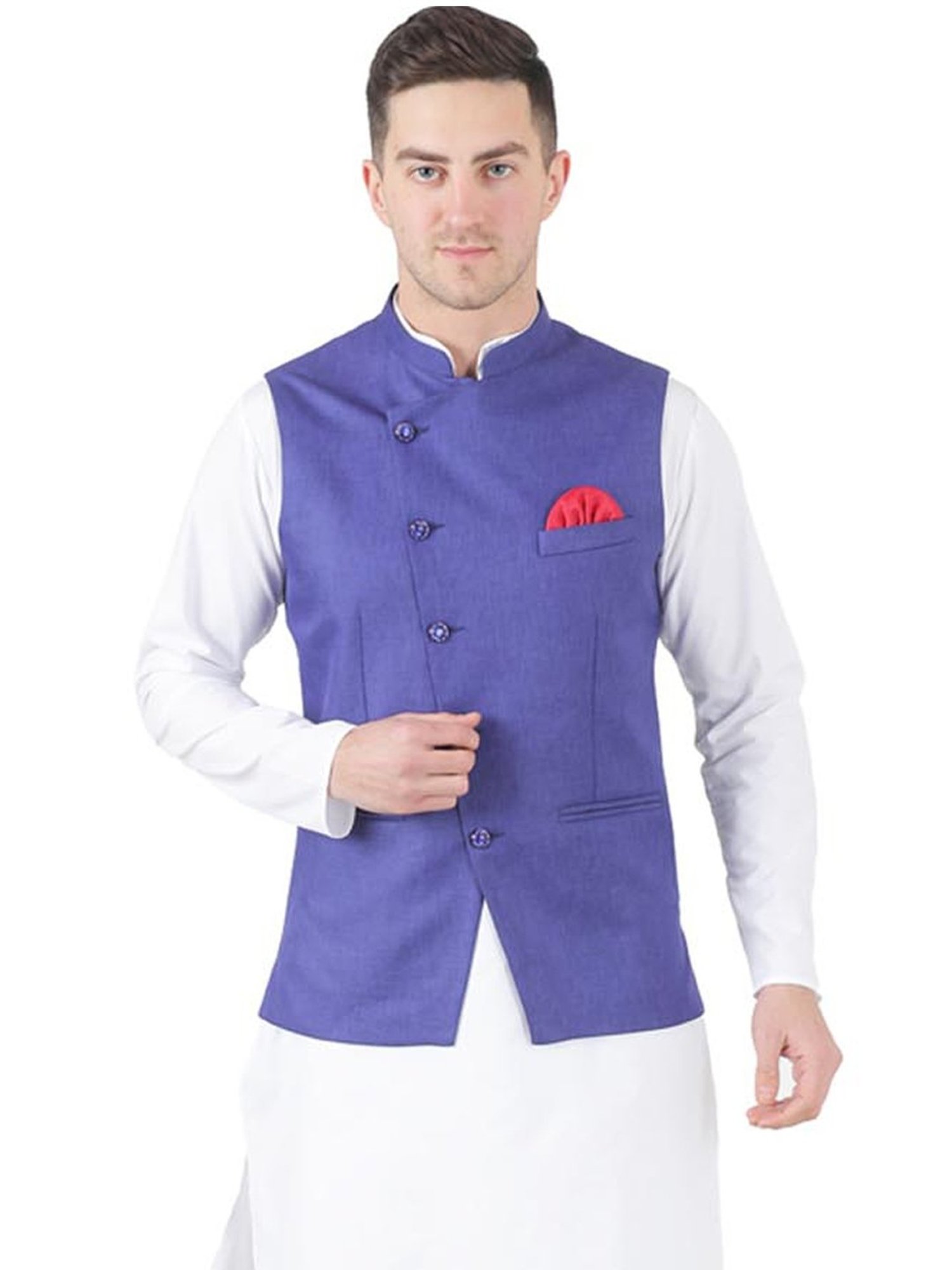 TAHVO Purple  Slim Fit Nehru Jacket