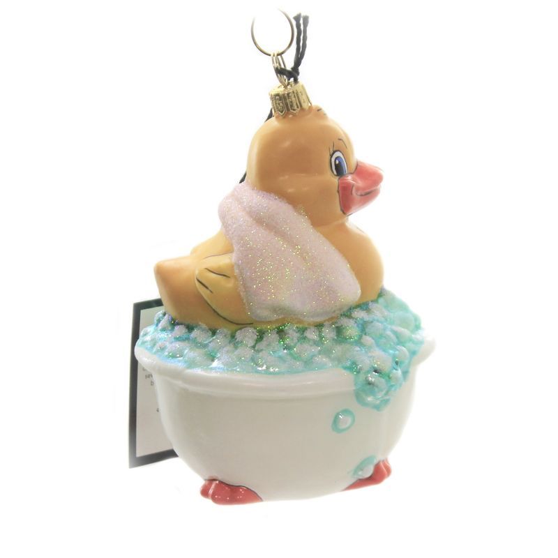 Joy To The World 4.5" Babys First Rubber Ducky Pink Ornament Bath Time Bubbles  -  Tree Ornaments