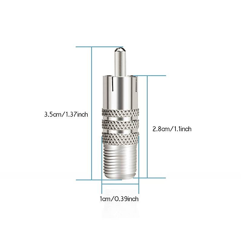 Pack F Type Female to RCA Male Coaxial Cable Adapter Straight Coupler Adapter Connector for Video Audio Nickel Plated