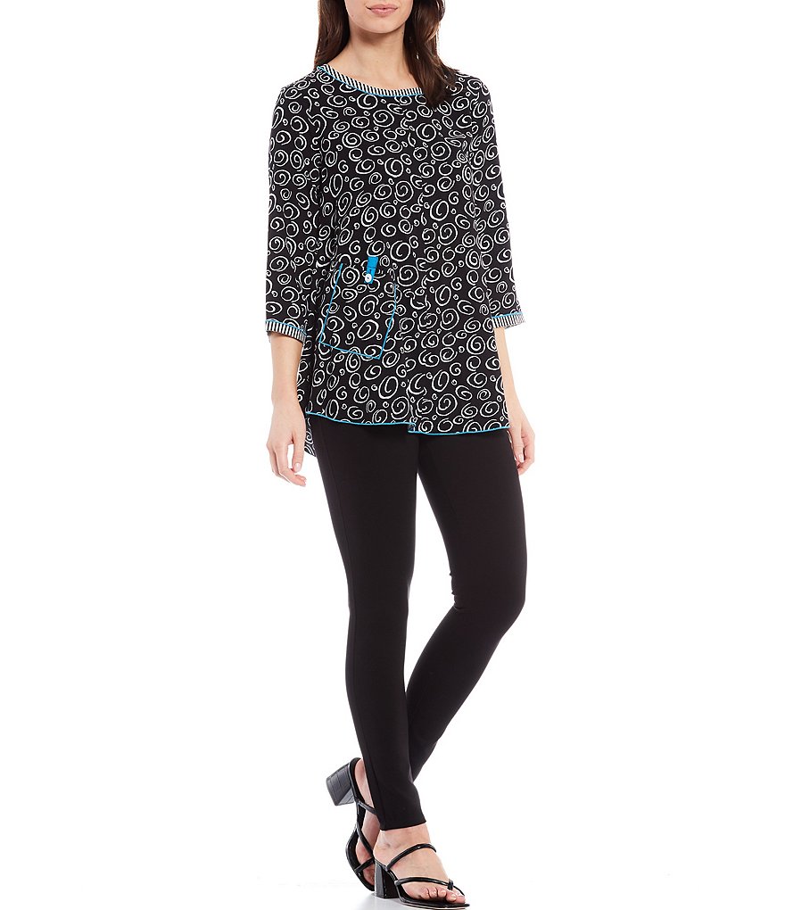 Ali Miles Swirl Print Hi-Low Pocket Tunic