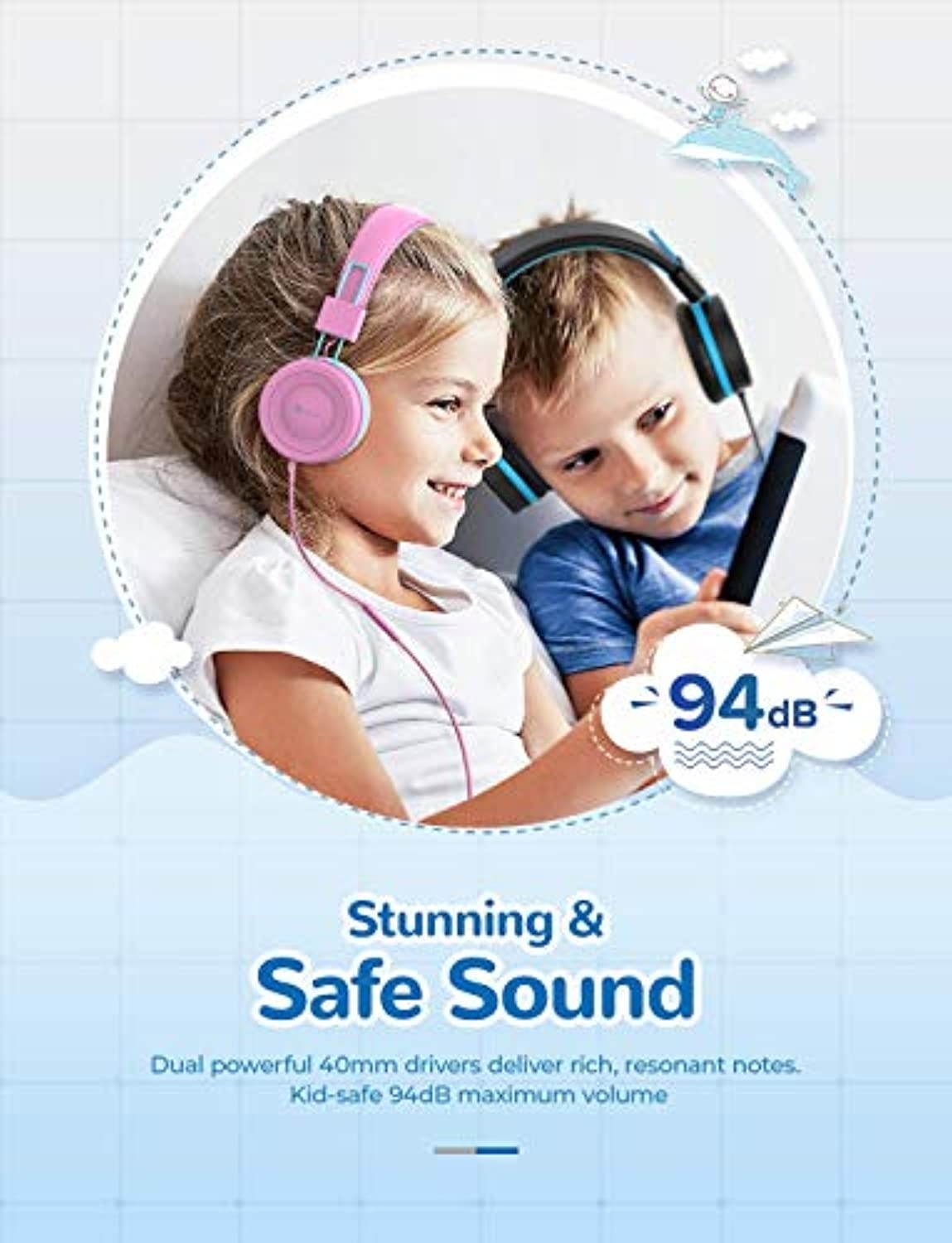 Christmas Bundle - iClever Kids Headphones with Microphone and iClever LED Backlight Food Grade Silicone Kids Headphones Safe Wired Kids Headsets 85dB Volume Limited