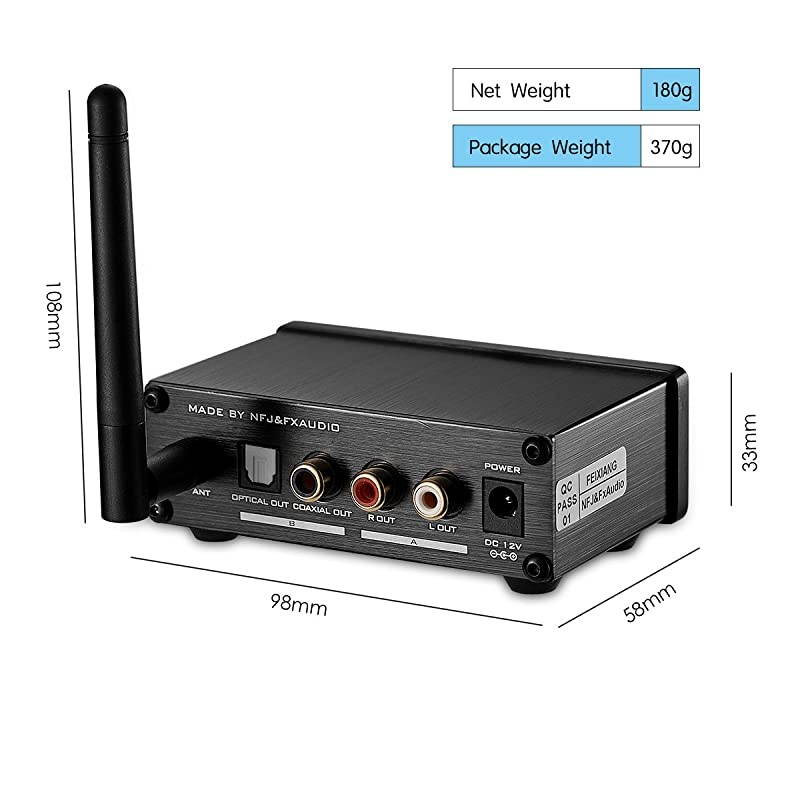 Lossless Bluetooth Audio Receiver Optical Fiber Coaxial Out for Digital Amp