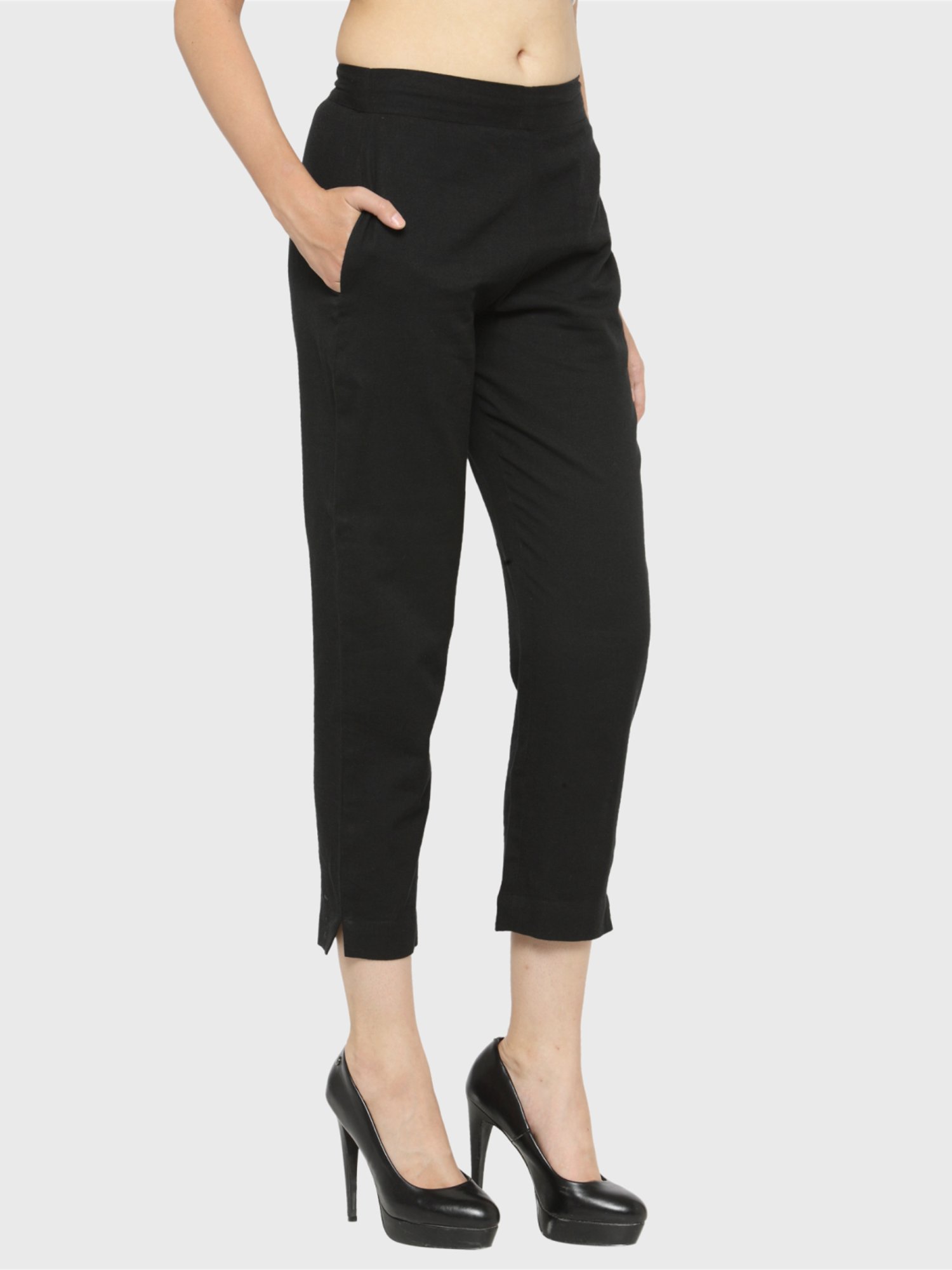 Indibelle Black Cotton Trousers