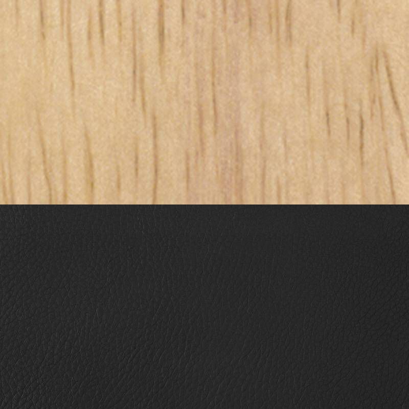 Akita Bentwood Reclining Chair and Ottoman Natural/Black Leather - Niche