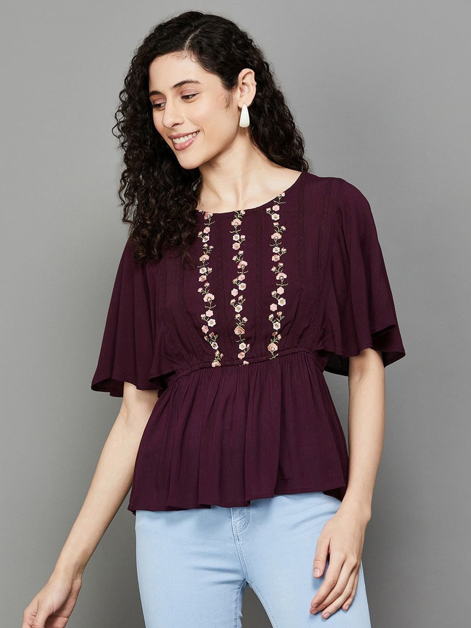 Fame Forever by Lifestyle Wine Embroidered Top