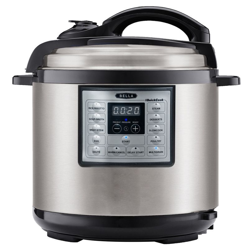 Bella 14719 Easy to Use Innovative 10-in-1 Programmable Large 6 Quart Capacity Versatile Multi Cooker, Stainless Steel