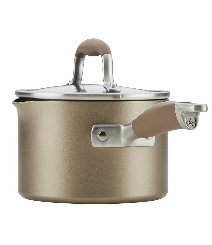 Anolon Advanced Home Hard Anodized Nonstick Bronze 2-Quart Straining Saucepan