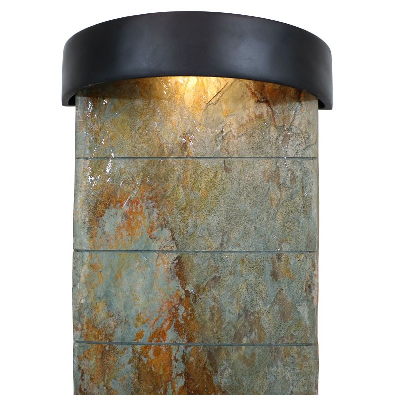 Sunnydaze Indoor Home Office Slate Facade Wall or Tabletop Water Fountain Feature with LED Light - 25" - Black