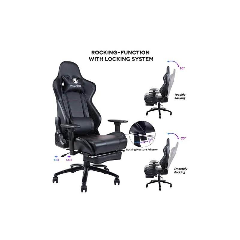 Massage Gaming Chair High Back Racing PC Computer Office Chair Swivel Ergonomic Executive Leather Desk Chair with Footrest and Adjustable Armrests