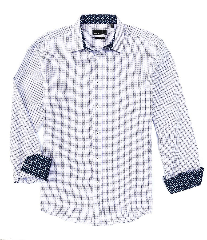 Quieti Basketweave Check Long-Sleeve Woven Shirt