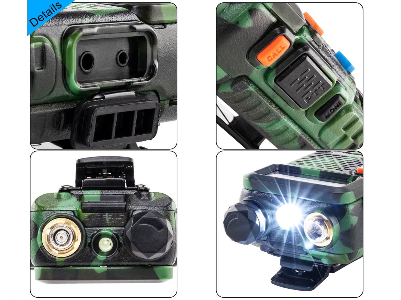 BAOFENG 1.5" LCD 5W 136~174MHz / 400~520MHz Dual Band Walkie Talkie with 1-LED Flashlight Camouflage Color