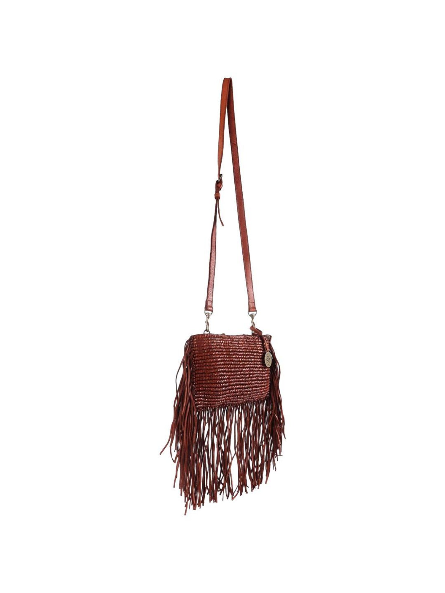 KOMPANERO Macrame Tan Embroidered Sling Handbag