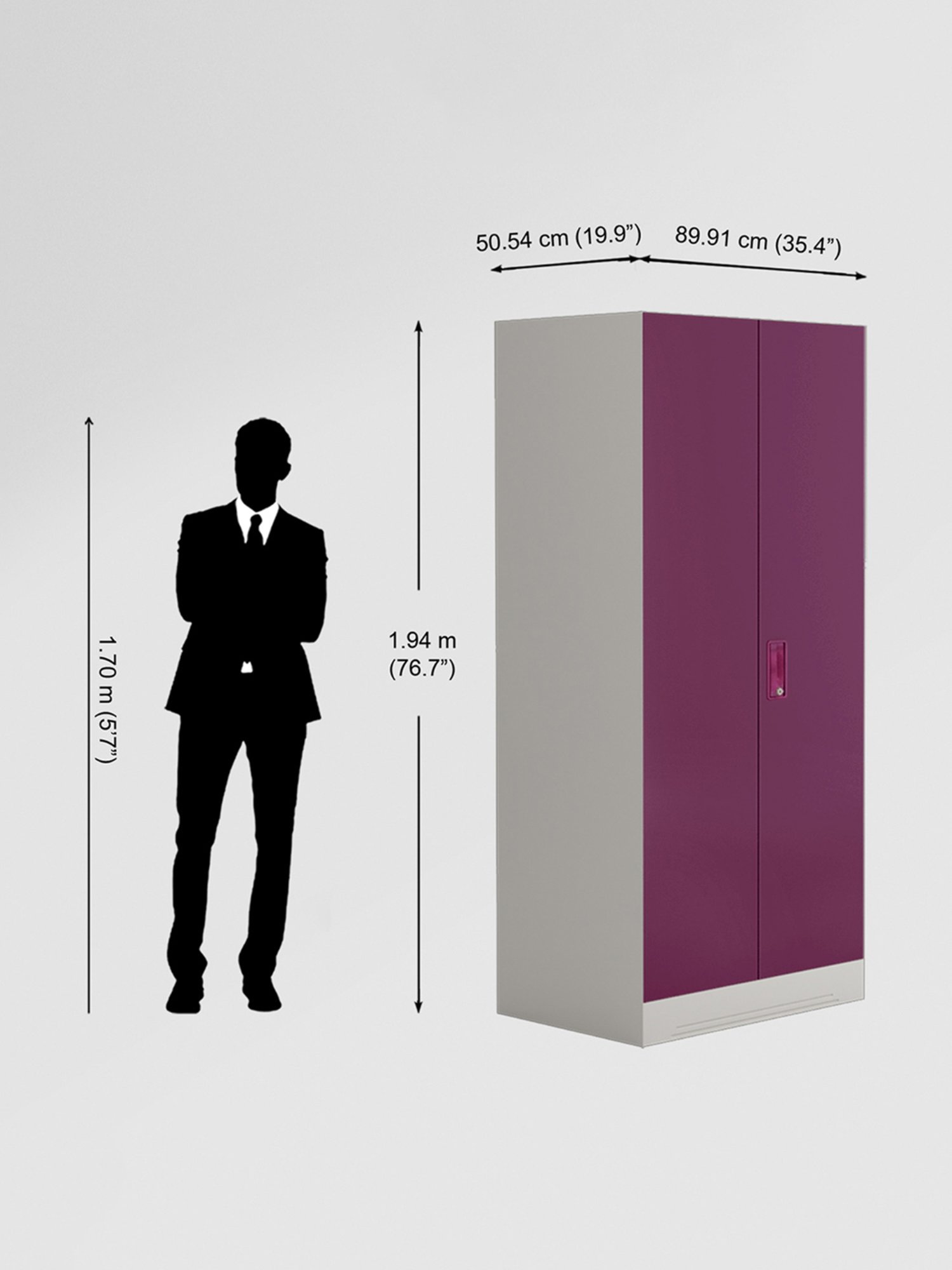 Godrej Interio Slimline 2-Door Steel Almirah, Tex Purple (1-Year Warranty)