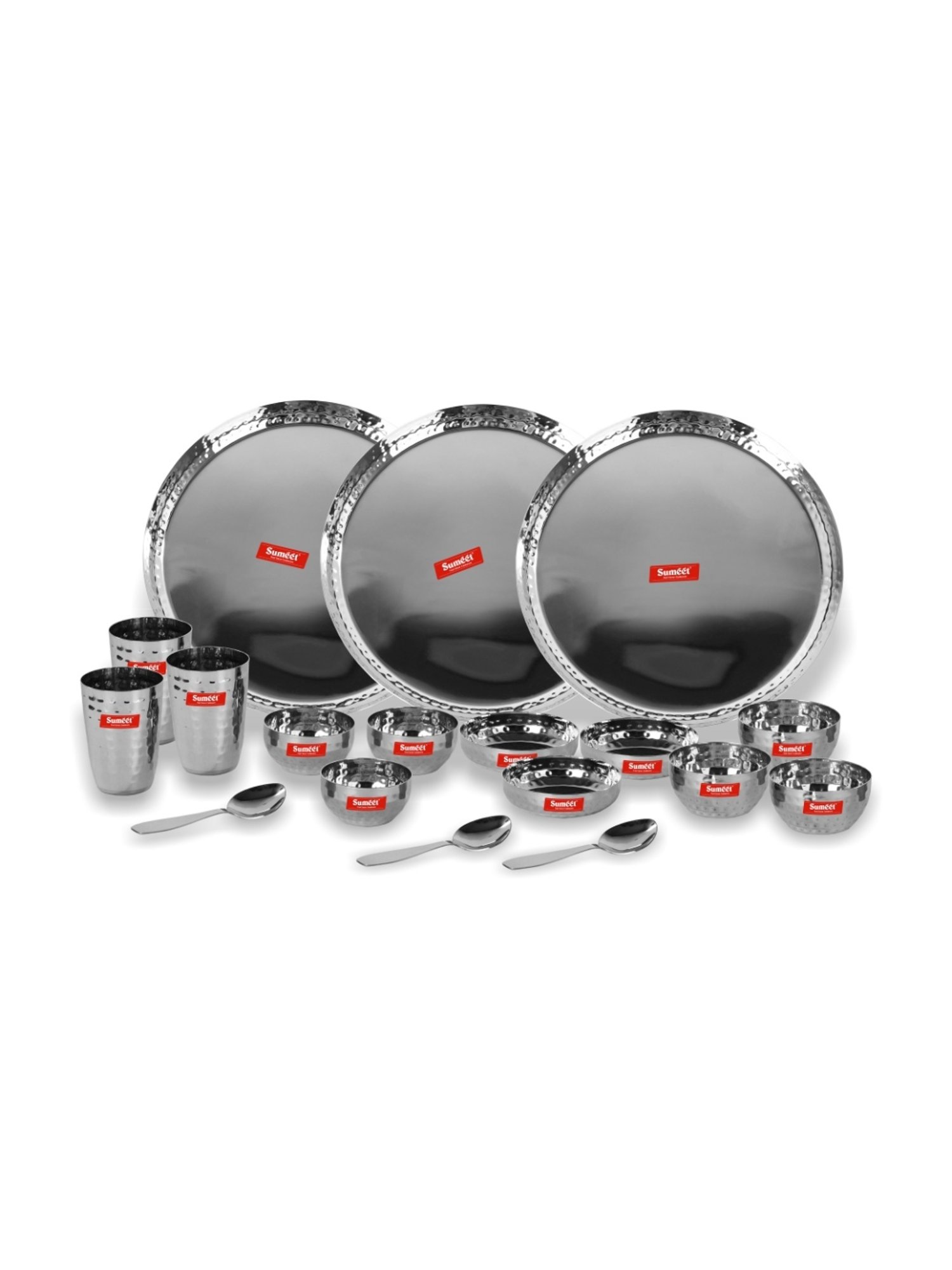 Cello White & Rust Glass Dinner Set