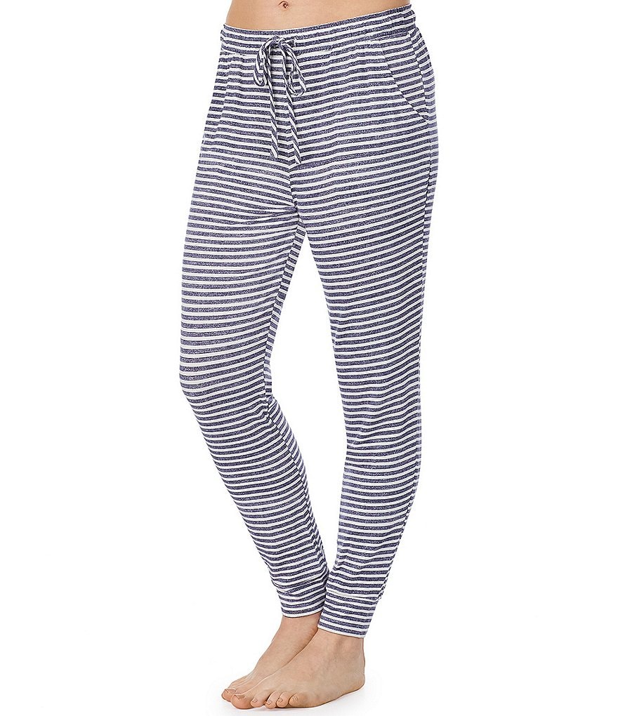 iRelax Striped Print French Terry Jogger Coordinating Sleep Pants