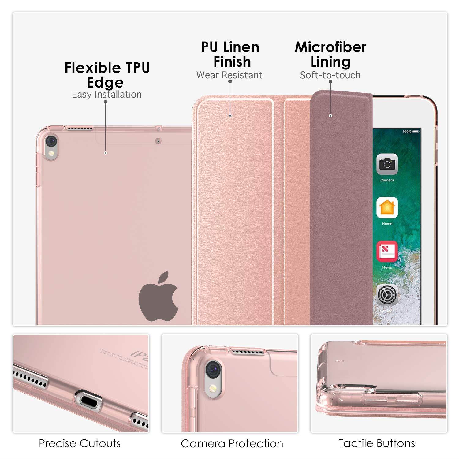 MoKo Case Fit New iPad Air (3rd Generation) 10.5" 2019/iPad Pro 10.5 2017, Slim Smart Shell Stand Folio Case with Soft TPU Translucent Frosted Back Cover Auto Wake/Sleep - Rose Gold