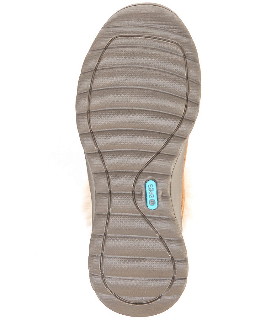 Bzees Golden Zip Front Faux Fur Lined Washable Wedge Booties