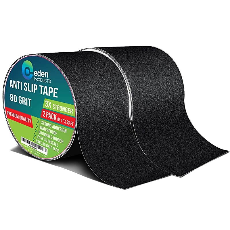 Heavy Duty Anti Slip Traction Tape 2 Pack of 4 Inch x 33 Foot Grip Tape Grit Non Slip for OutdoorIndoor Non Skid Treads High Traction Friction Abrasive Adhesive Stairs Step Black