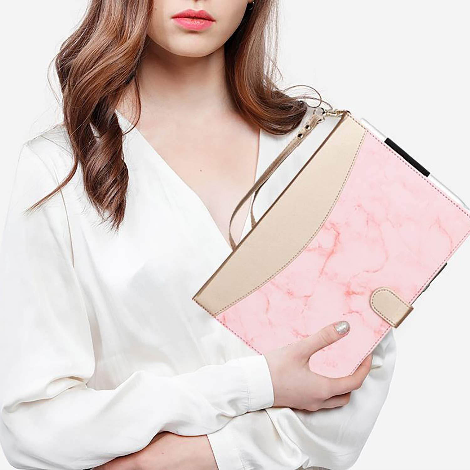 FYY New Apple iPad Pro 11 inch (2018) Case [Support Apple Pencile Charging] Leather Case, Folio Case Smart Cover with [Auto Sleep/Wake Feature][Multiple Stand Angles][Card Slots][Hand Strap] Pink